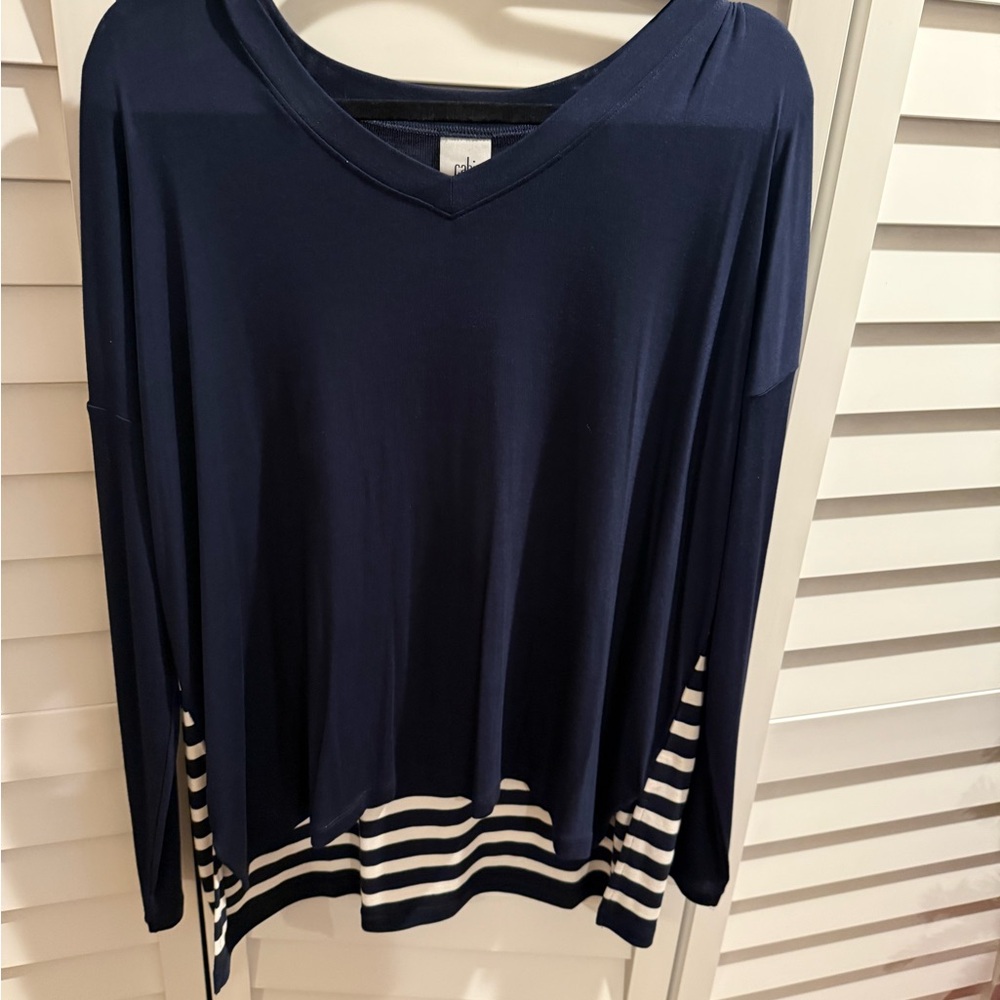 CAbi Navy Long Sleeve Top